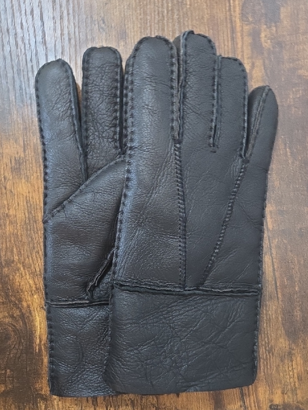 Men's Black Leather Gloves - Classic Winter Gloves L/G
